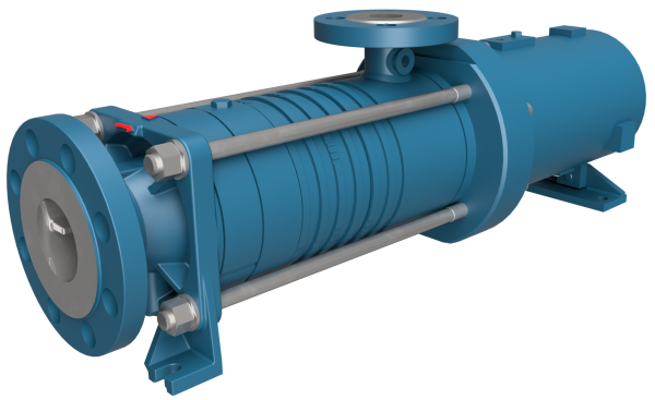 Magnetic drive multistage self-priming centrifugal pumps with low
