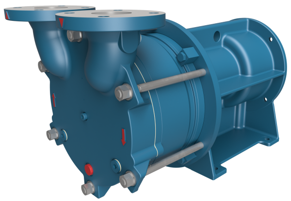 Single-stage liquid ring vacuum pumps and compressors